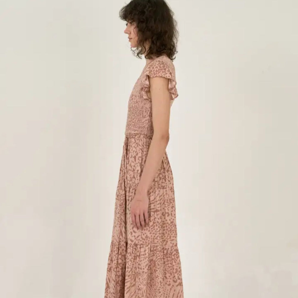 Leopard Pink Smoke Midi Dress