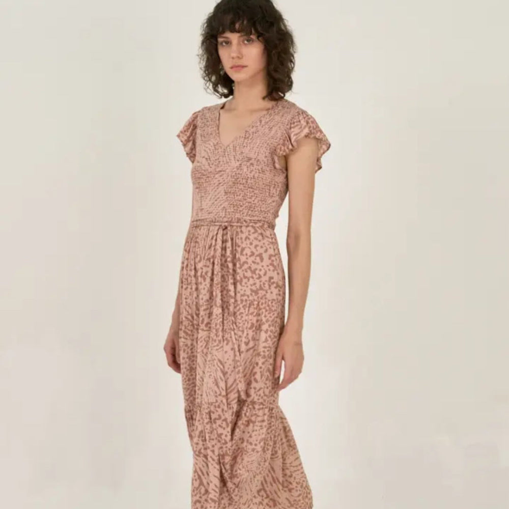 Leopard Pink Smoke Midi Dress