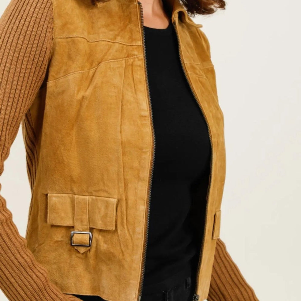 Suede Ribbed Knit Jacket