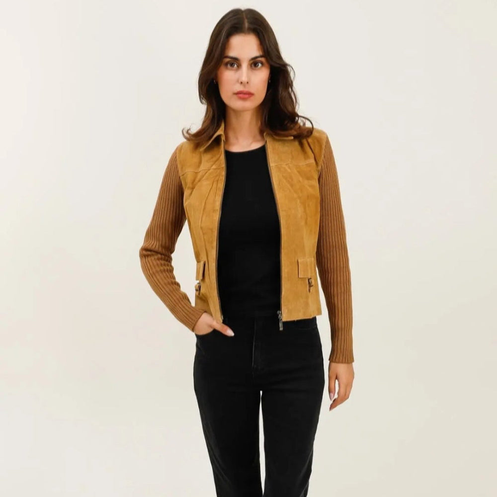 Suede Ribbed Knit Jacket