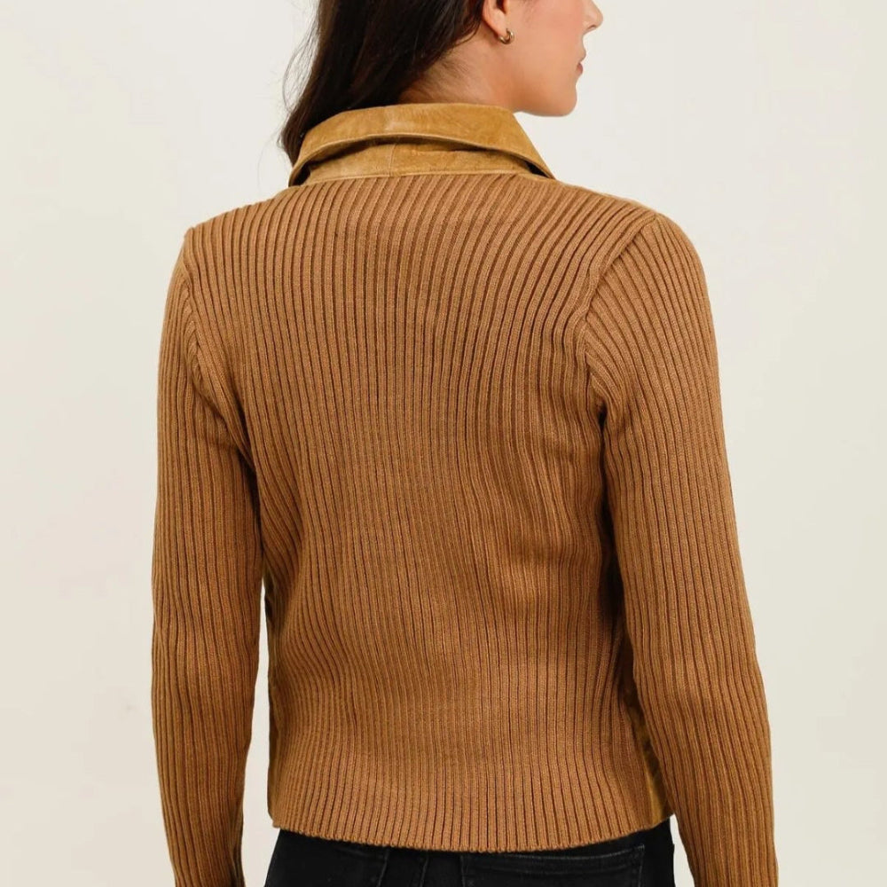 Suede Ribbed Knit Jacket