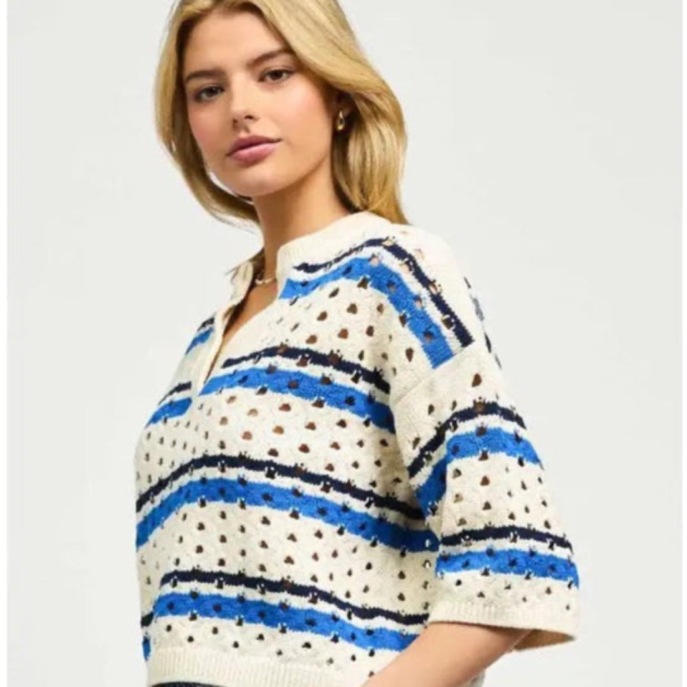Lightweight Striped Crochet Sweater