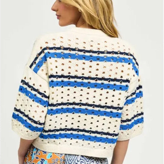 Lightweight Striped Crochet Sweater