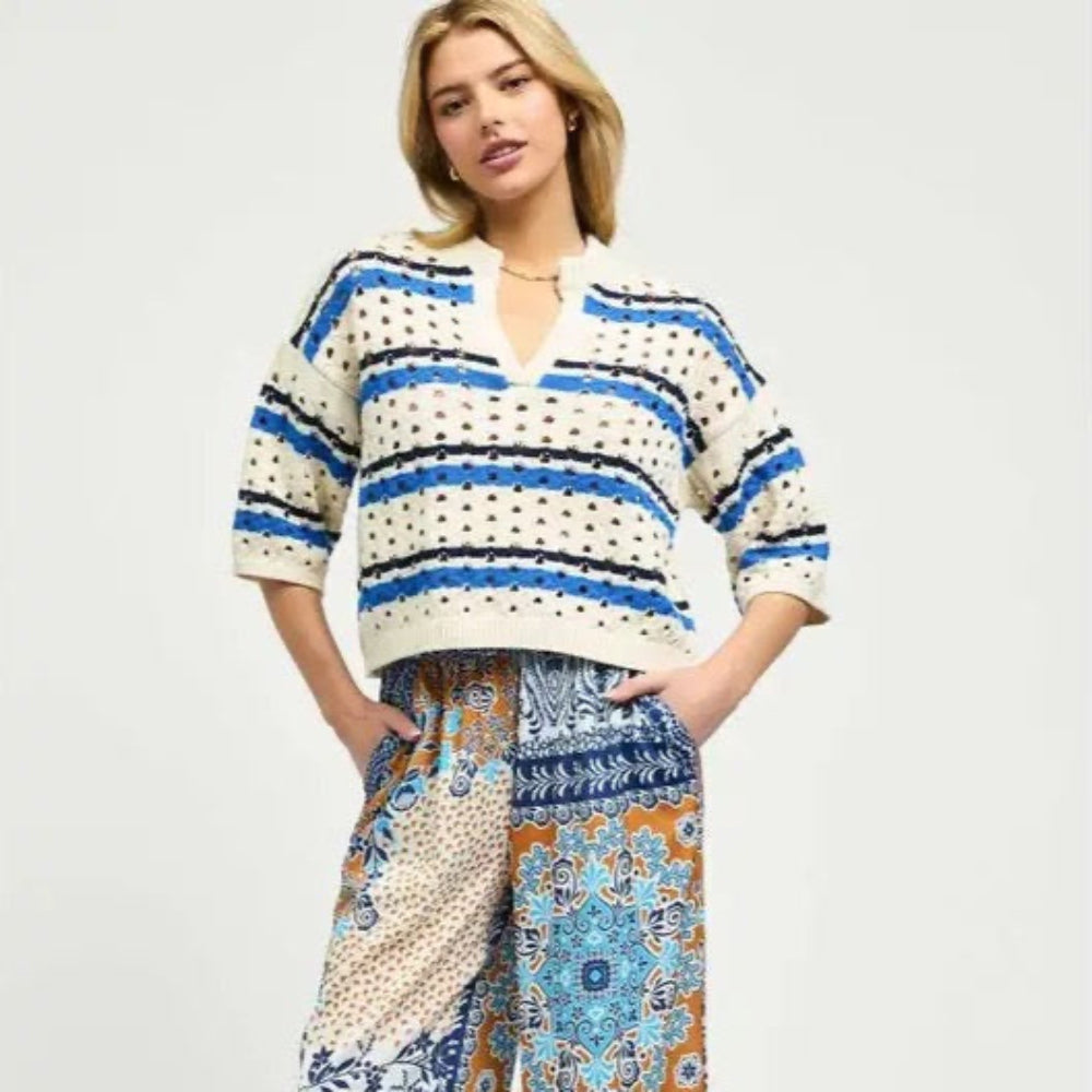 Lightweight Striped Crochet Sweater