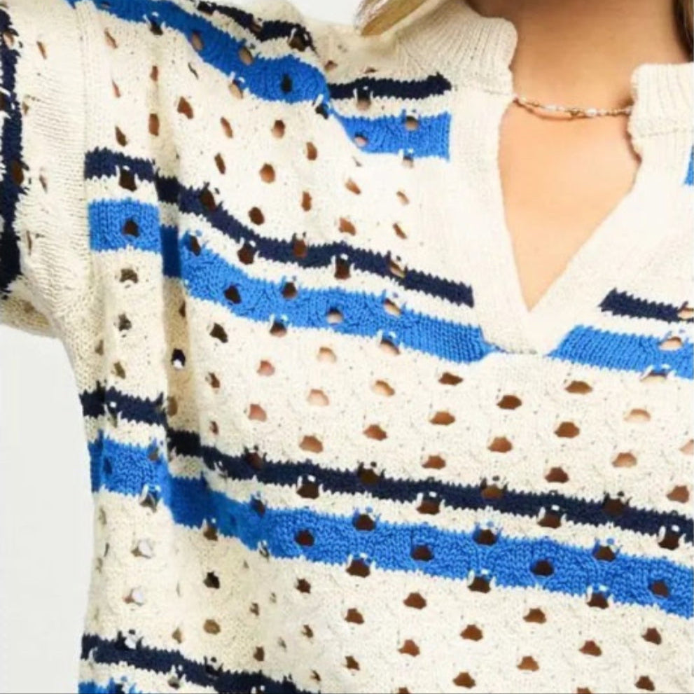 Lightweight Striped Crochet Sweater