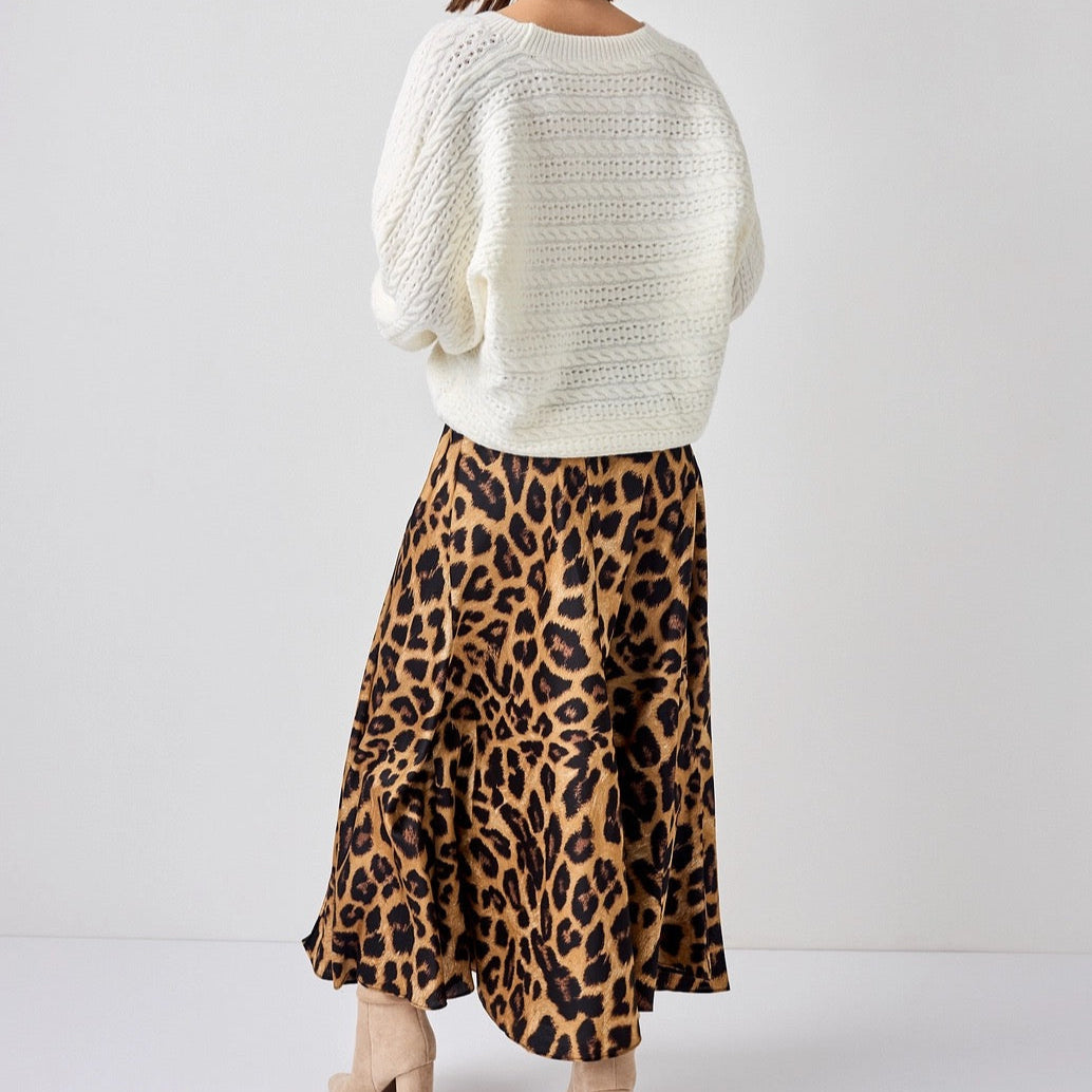 Valentine Leopard Print Satin Skirt