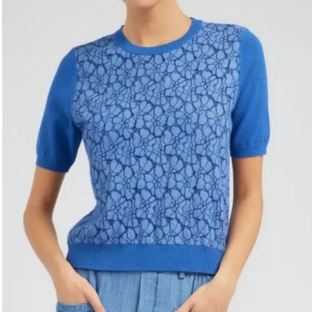 Floral Lace Overlay Sweater