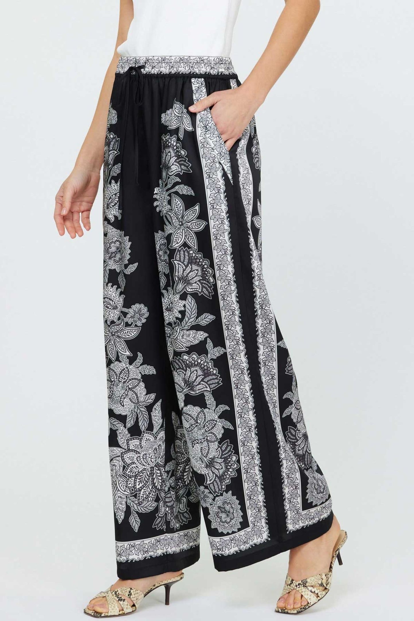 Paisley Silk Poly Pant