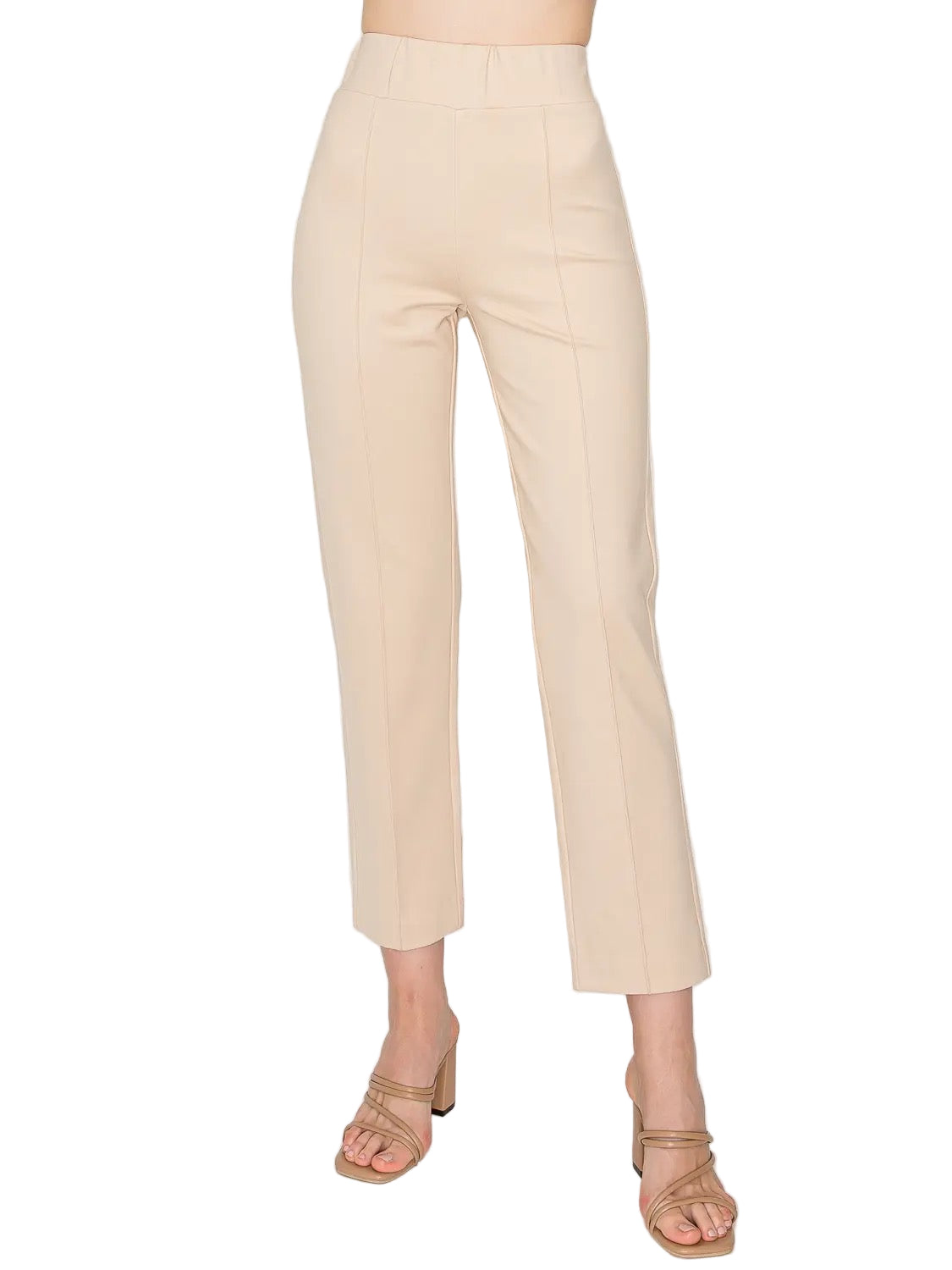 Ponte Knit Ankle Pant - Khaki