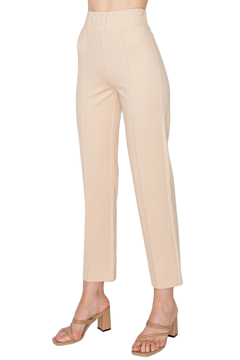 Ponte Knit Ankle Pant - Khaki