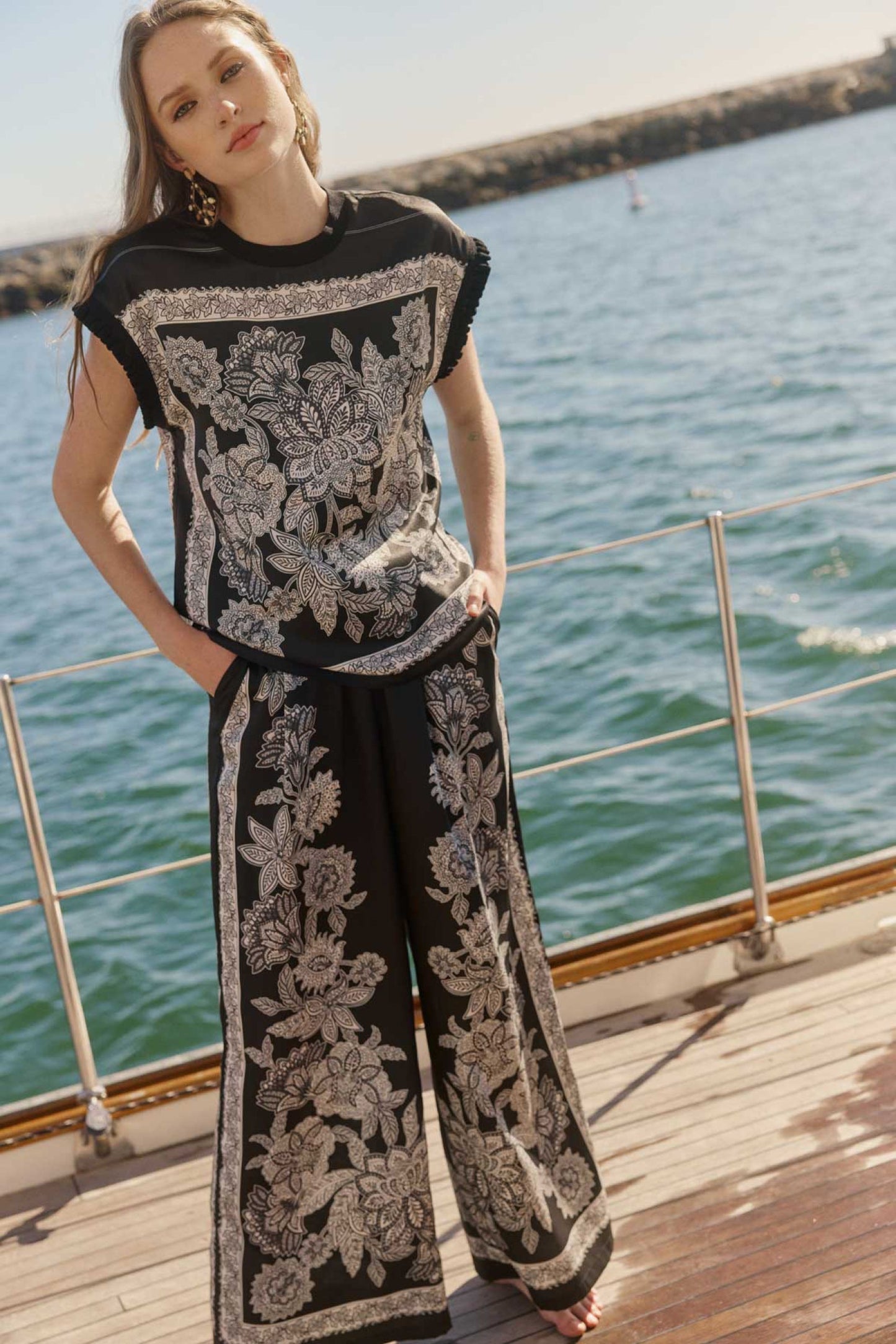 Paisley Silk Poly Pant