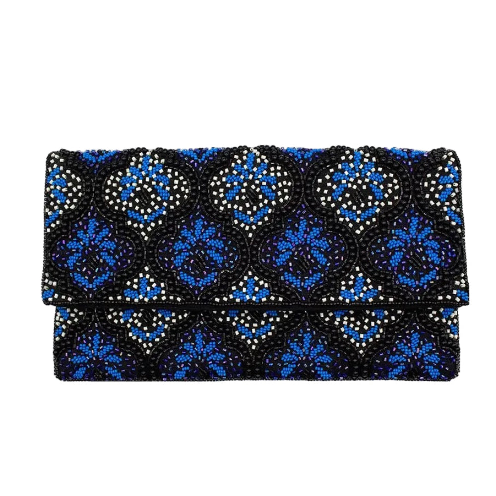 Blue Baroque Beaded Clutch