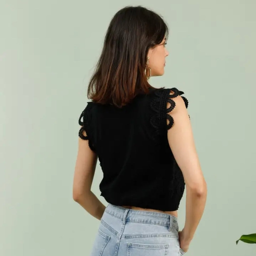 Lace Cotton Cropped Top