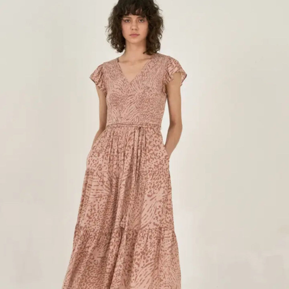 Leopard Pink Smoke Midi Dress