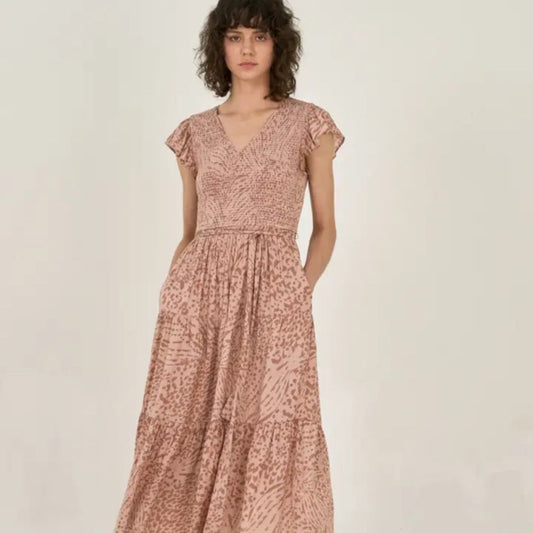 Leopard Pink Smoke Midi Dress