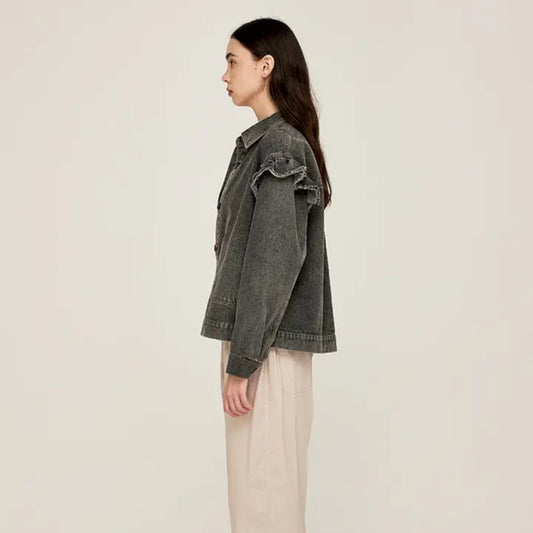 Oversized Ruffle Denim Jacket