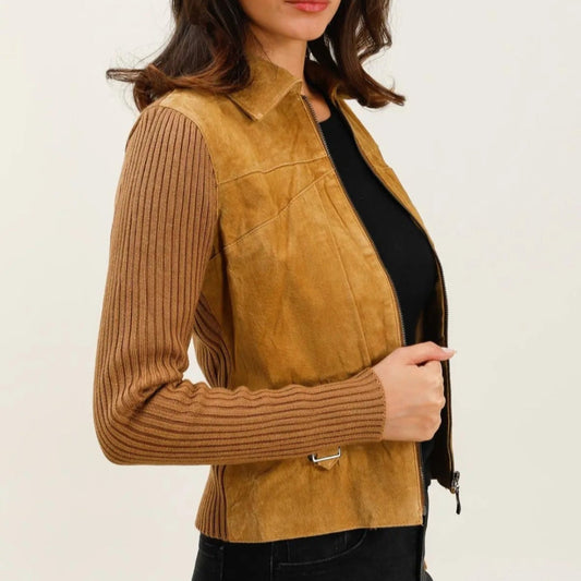 Suede Ribbed Knit Jacket