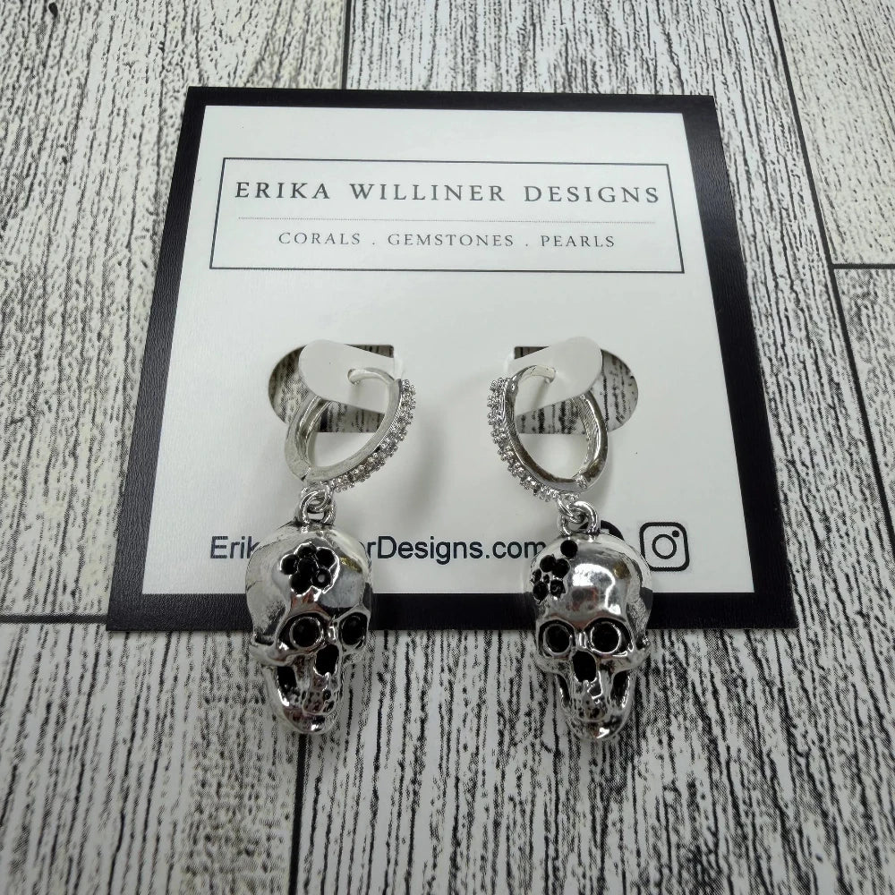 Stainless Steel Small Hoops With Skull