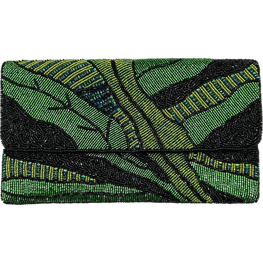 Forest Leaf Beaded Clutch