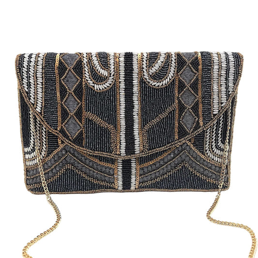 Hematite Gatsby Beaded Clutch