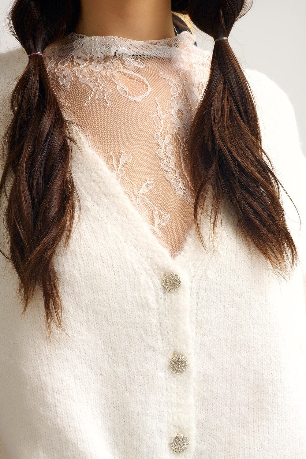 Soft Knit Sleeveless Sweater Vest With Lace