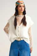 Soft Knit Sleeveless Sweater Vest With Lace
