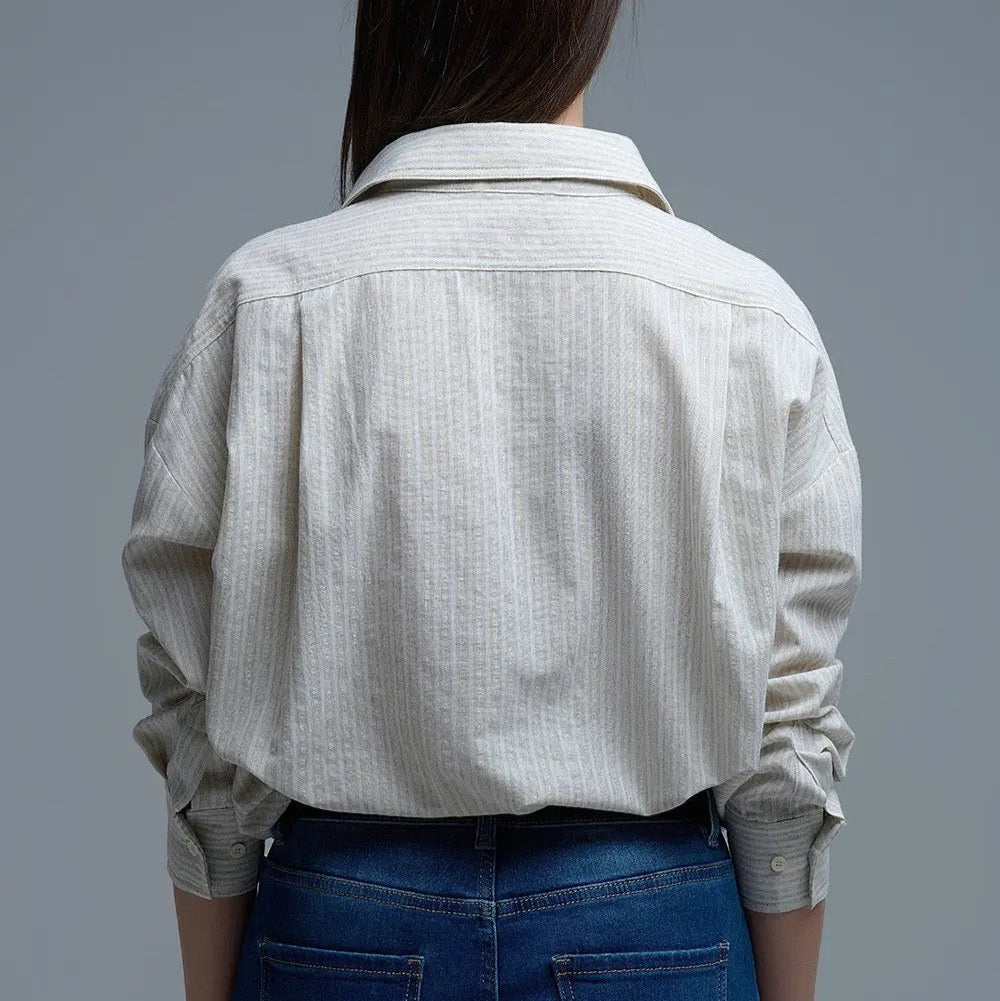 Relaxed Stripe Shirt With Oversized Chest Pockets