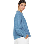 Floral Printed Soft Chambray Blouse