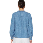 Floral Printed Soft Chambray Blouse