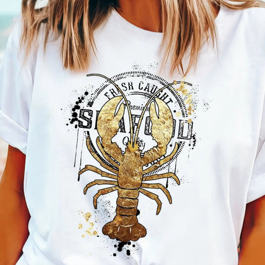 Gold Lobster Graphic T-Shirt