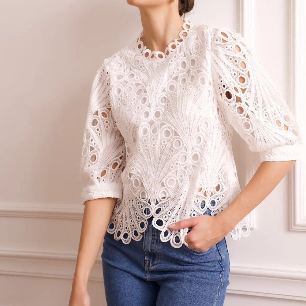 Daisy Lace Top White