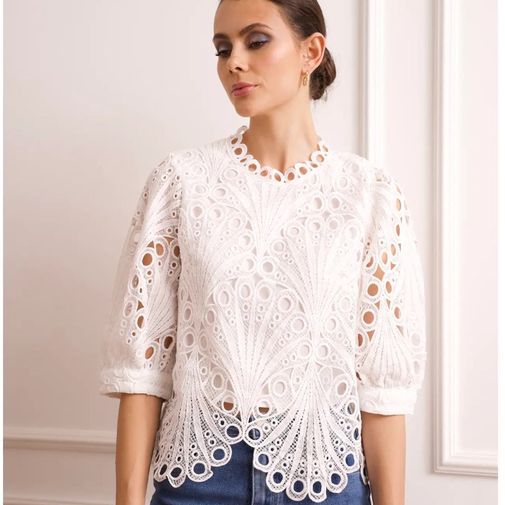 Daisy Lace Top White