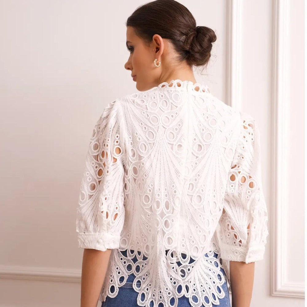 Daisy Lace Top White