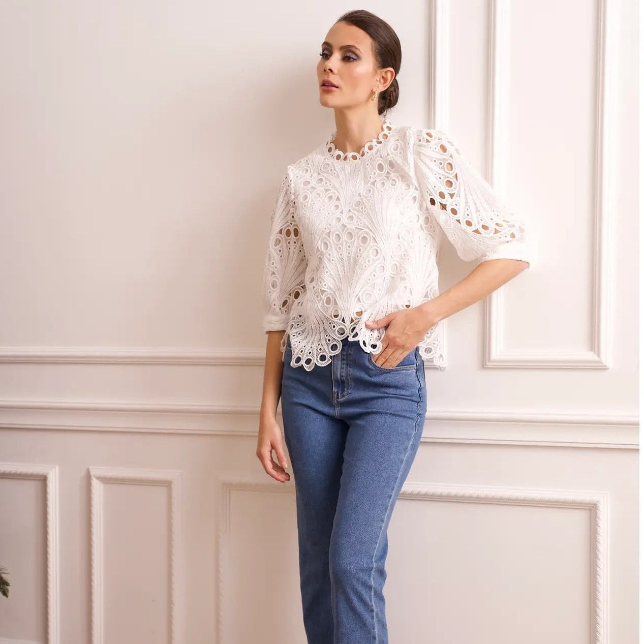 Daisy Lace Top White