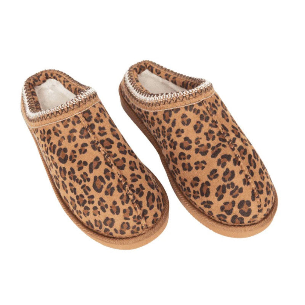 Leopard Slide With Chainstitch Trim