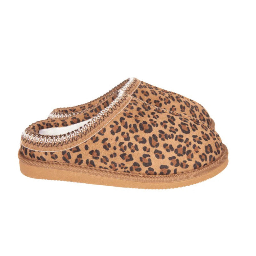 Leopard Slide With Chainstitch Trim