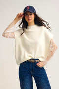 Soft Knit Sleeveless Sweater With Lace