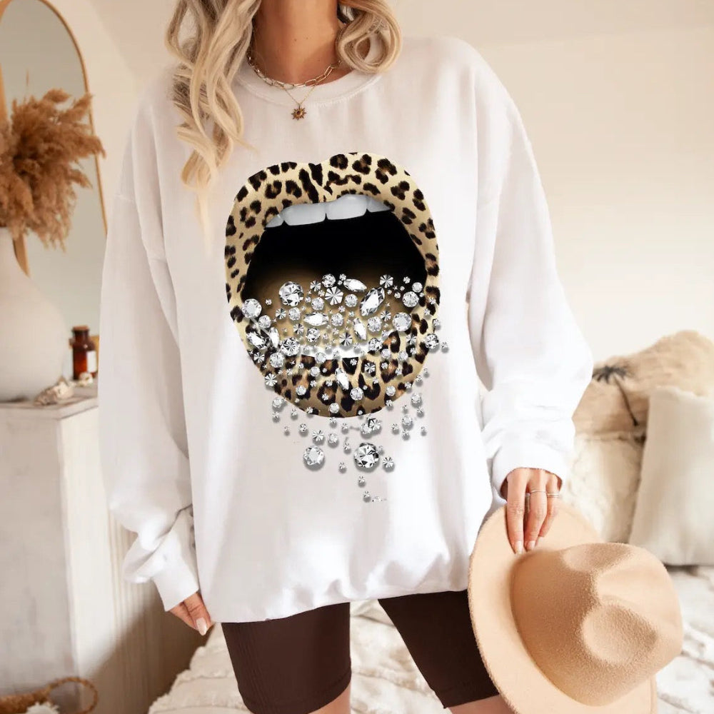 Leopard Lips Western Sweatshirt