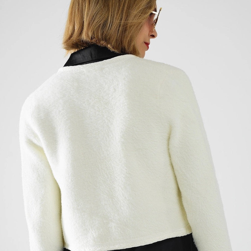 Extra Soft Fluffy High-Quality Cardigan in Cream