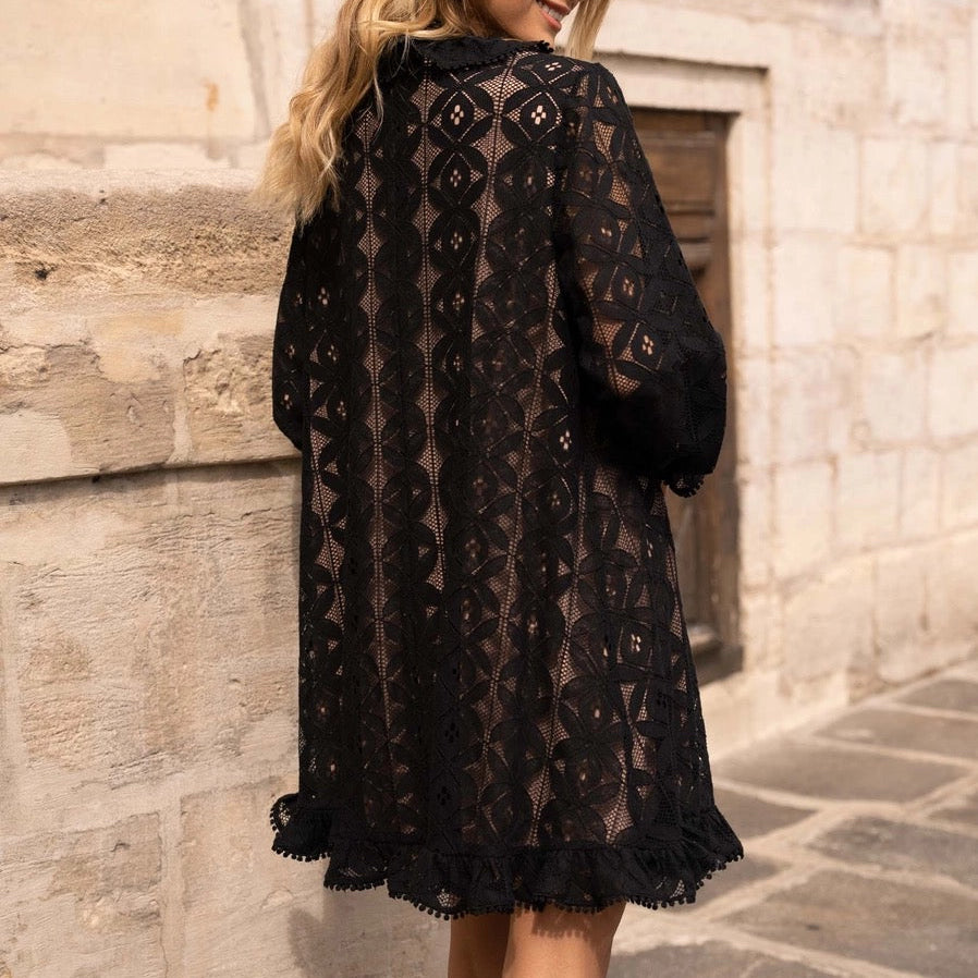 Lace Black Contrast Dress