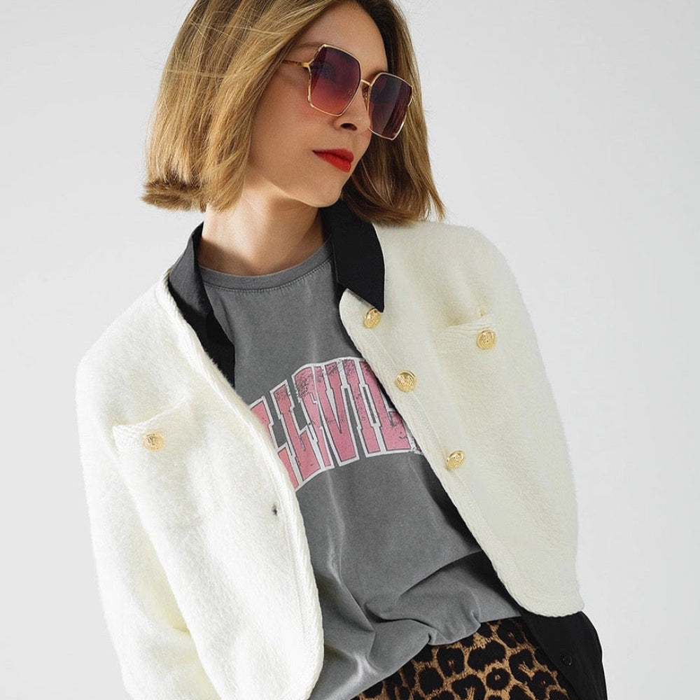 Extra Soft Fluffy High-Quality Cardigan in Cream