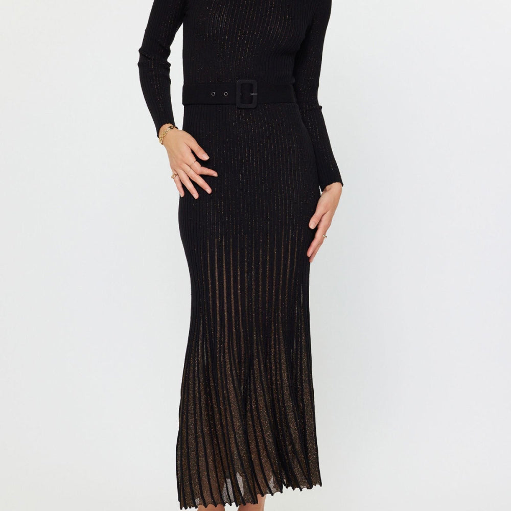 Shimmer Fitted Ribbed Dress