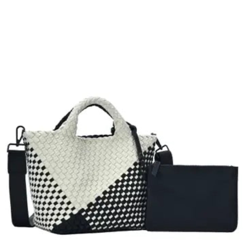 Woven 2 in 1 Neoprene Sachel Black/ Beige