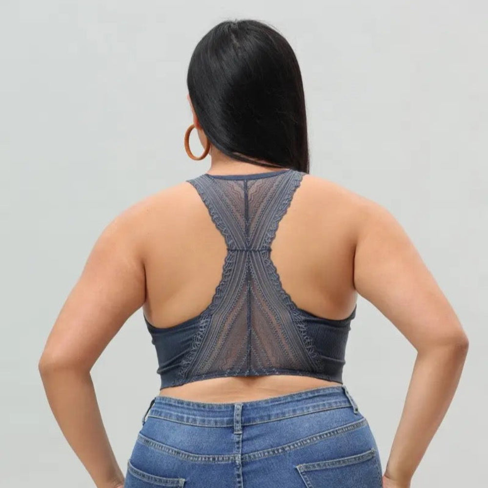 Seamless Front Lace Racerback Bralette - NOW AVAILABLE IN PLUS*