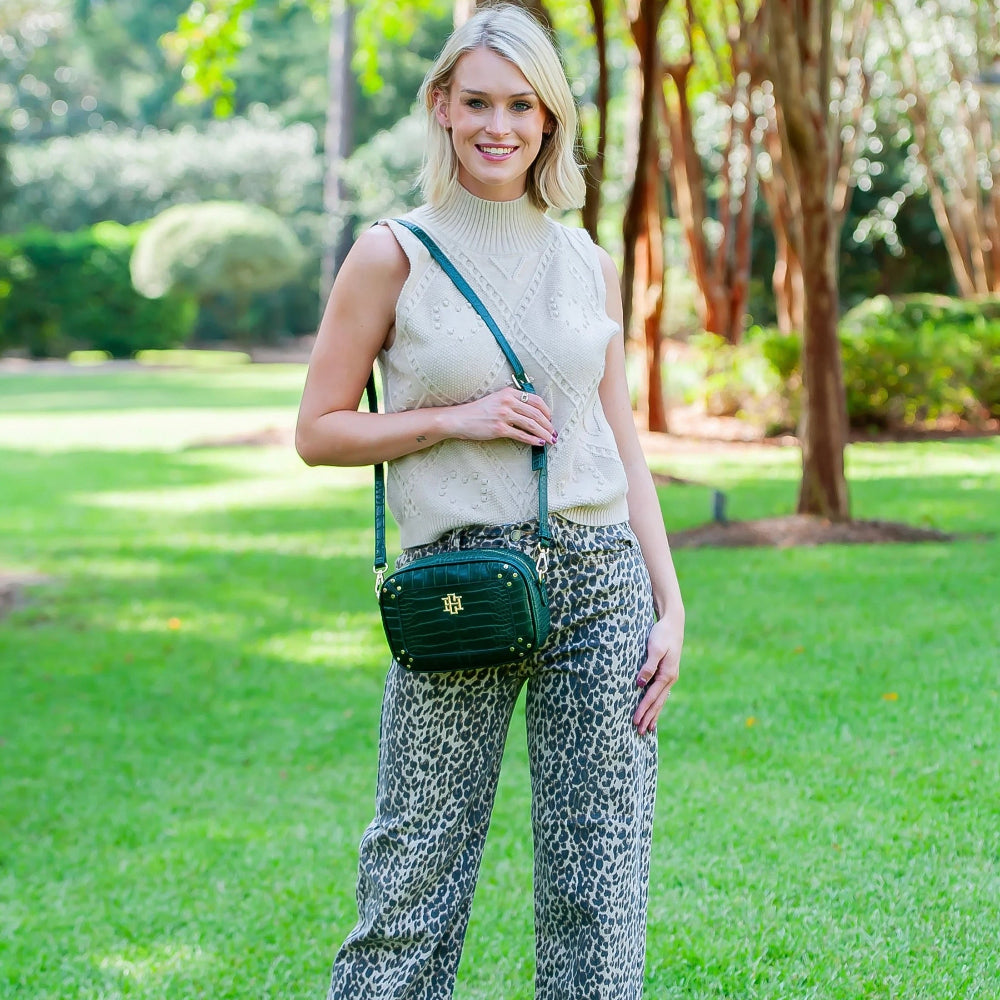Sloane Studded Crossbody Bag - Hunter Green