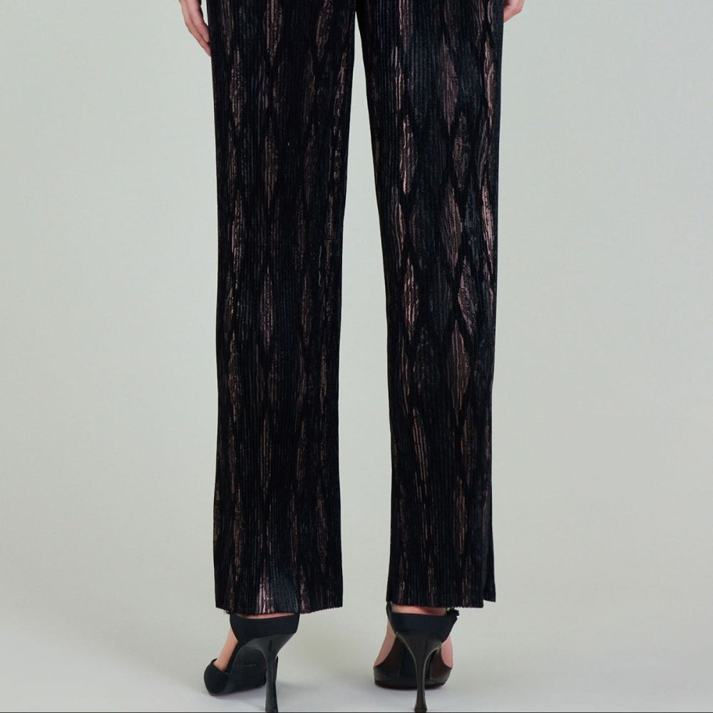 Elasticized Waist Long Wide-Leg Pants