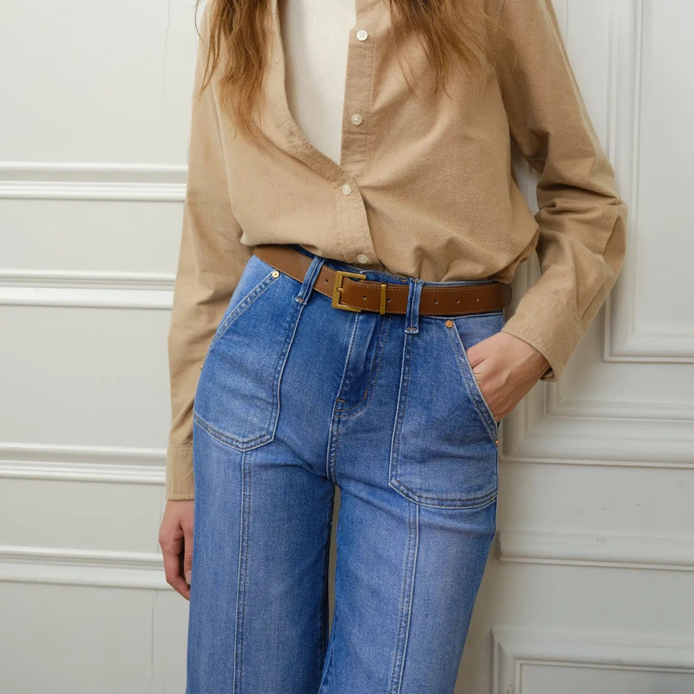 High Rise Relaxed Straight Leg w/ Raw Hem Jean