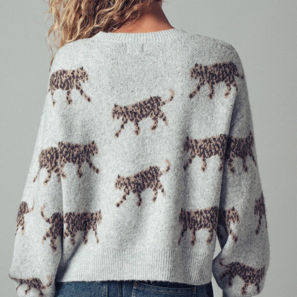 Leopard Knit Crewneck Sweater