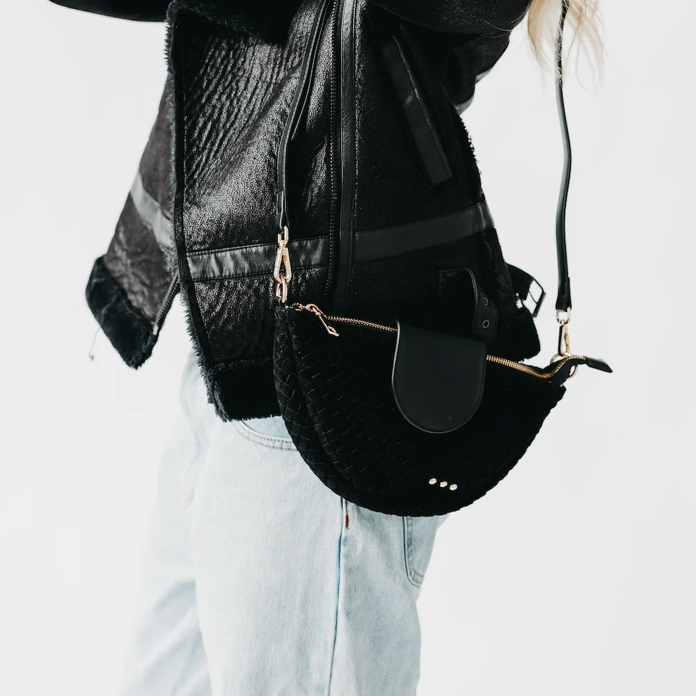 Suede Flap Crossbody