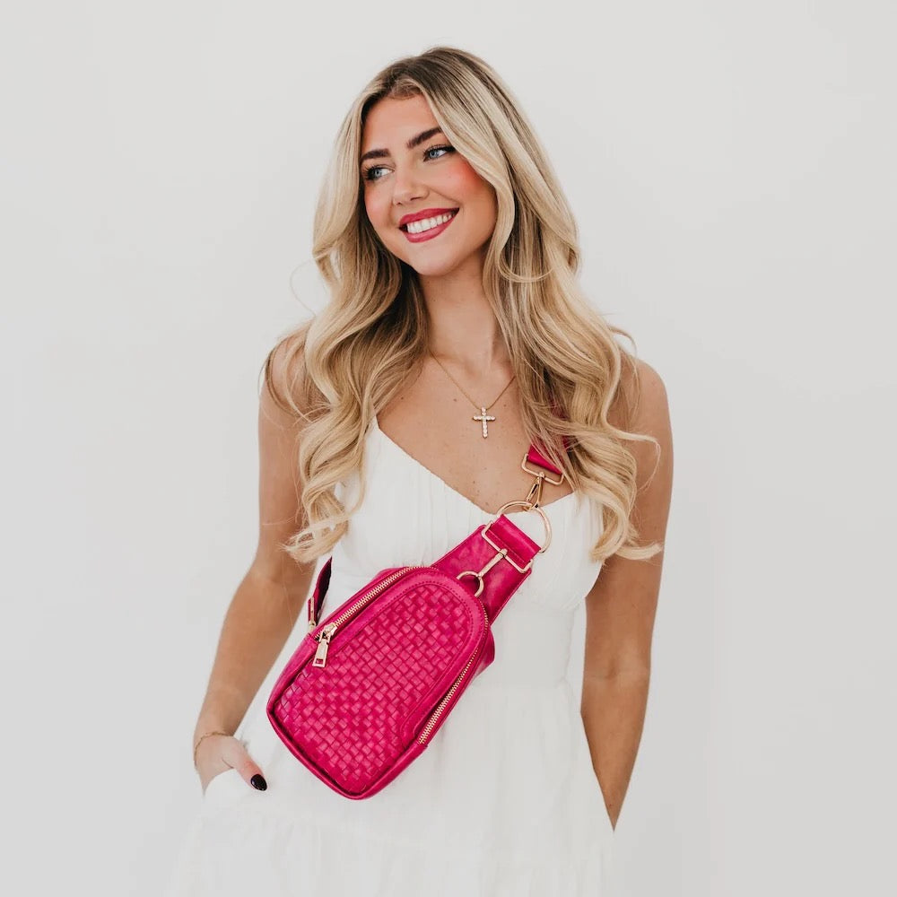 Waverly Woven Sling Bag Fuchsia